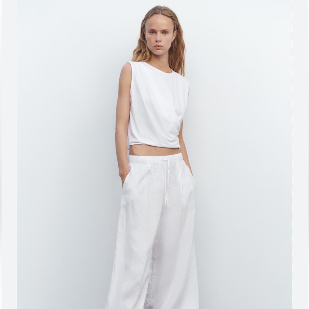 ZARA DRAPPED COTTON TOP